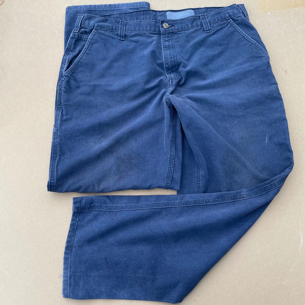 Carhartt Dungaree Fit Pants Mens 38x32 Blue Pre-owned Fair Workwear Canvas